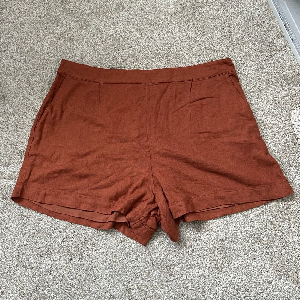 NWT Abercrombie Linen-Blend Pull-On Shorts in Orange Spice sz XL